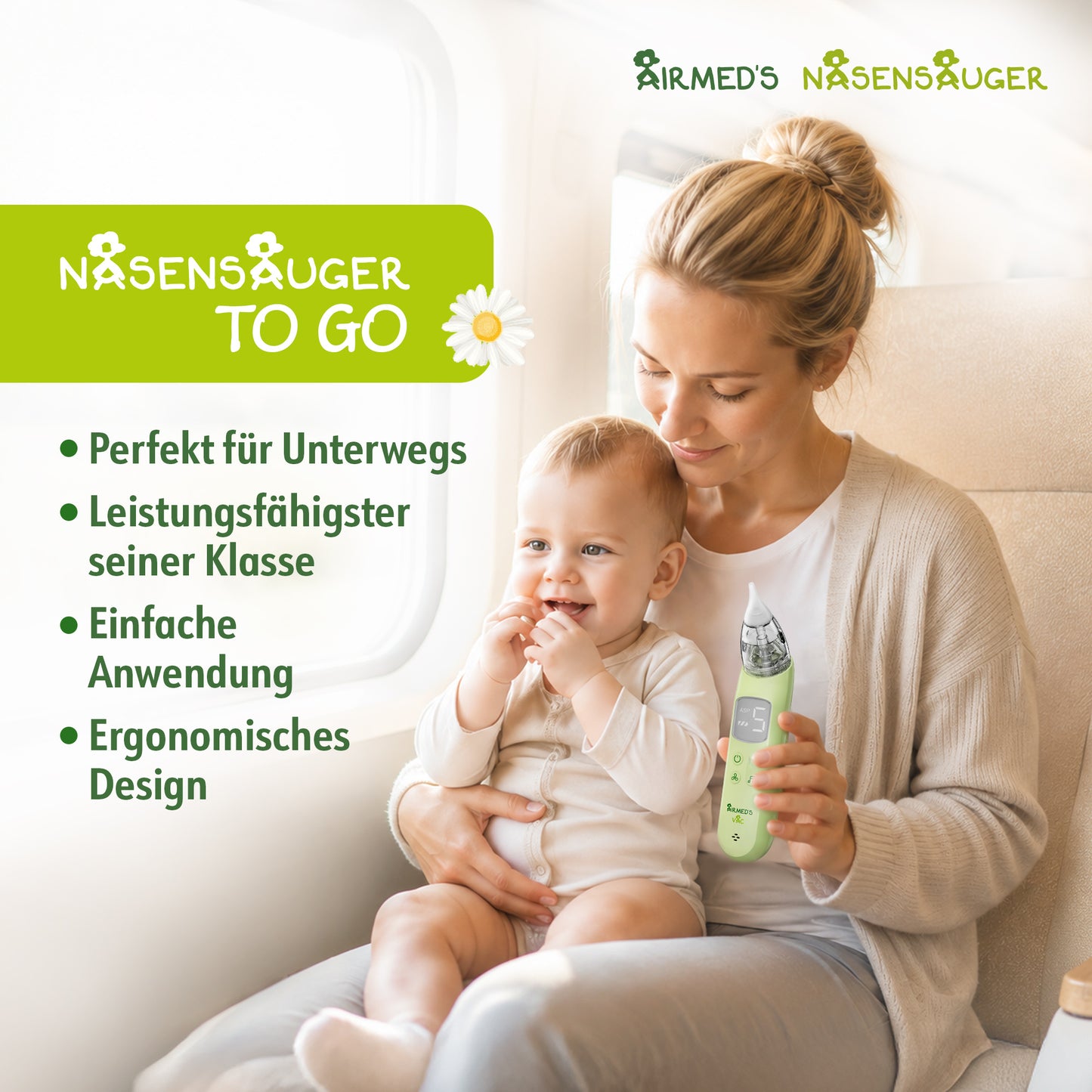 Airmed's Nasensauger E. Elektrischer Nasensauger. Sicher & sofort freie Nase