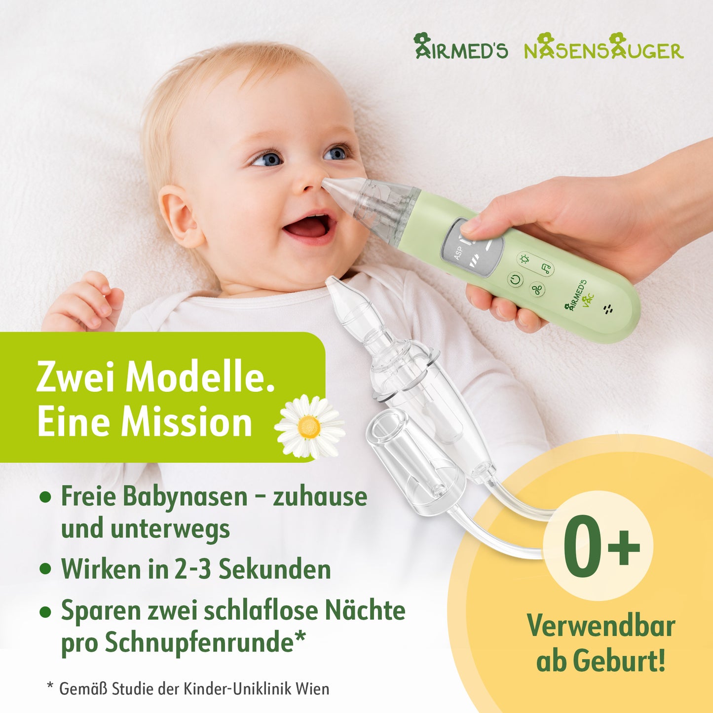 Kombipaket Airmed's Nasensauger E & S. Sicher & sofort freie Nase. Zuhause und To Go