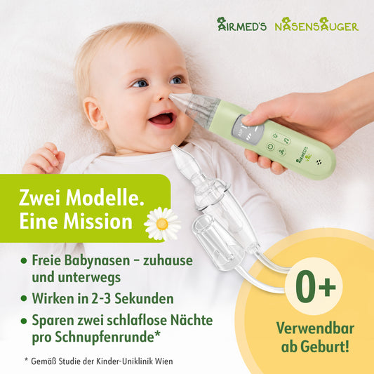 Kombipaket Airmed's Nasensauger E & S. Sicher & sofort freie Nase. Zuhause und To Go